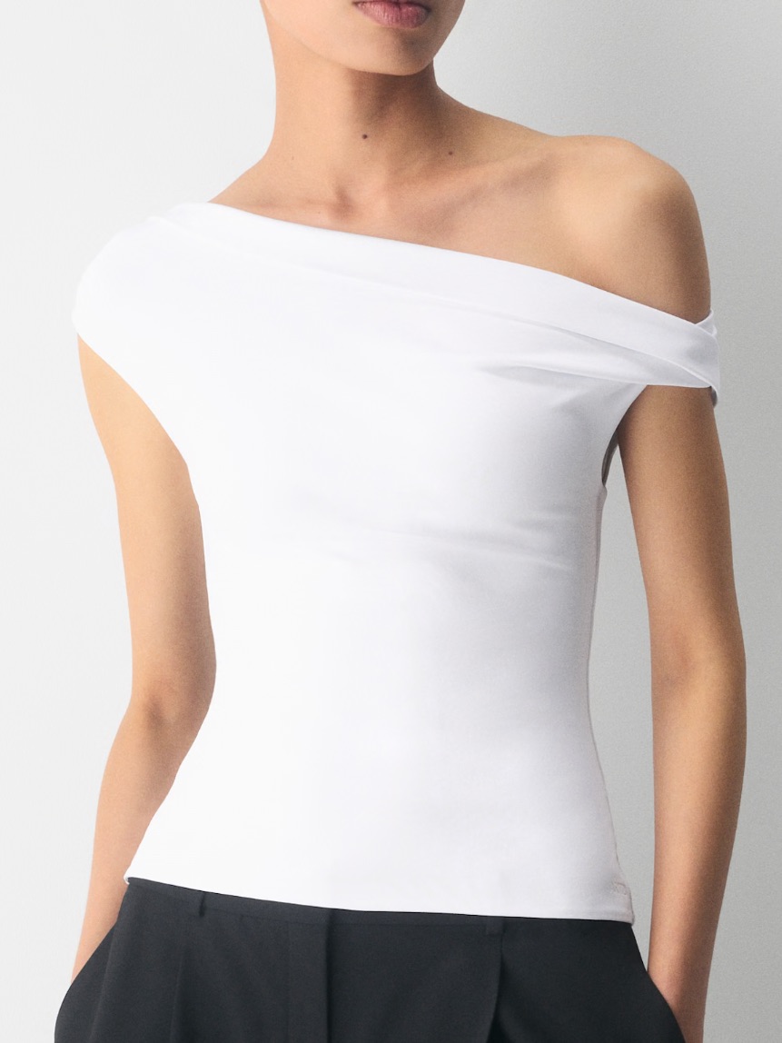 Aritzia Original Contour Ravish Top (Off-Shoulder White Stretch Top)